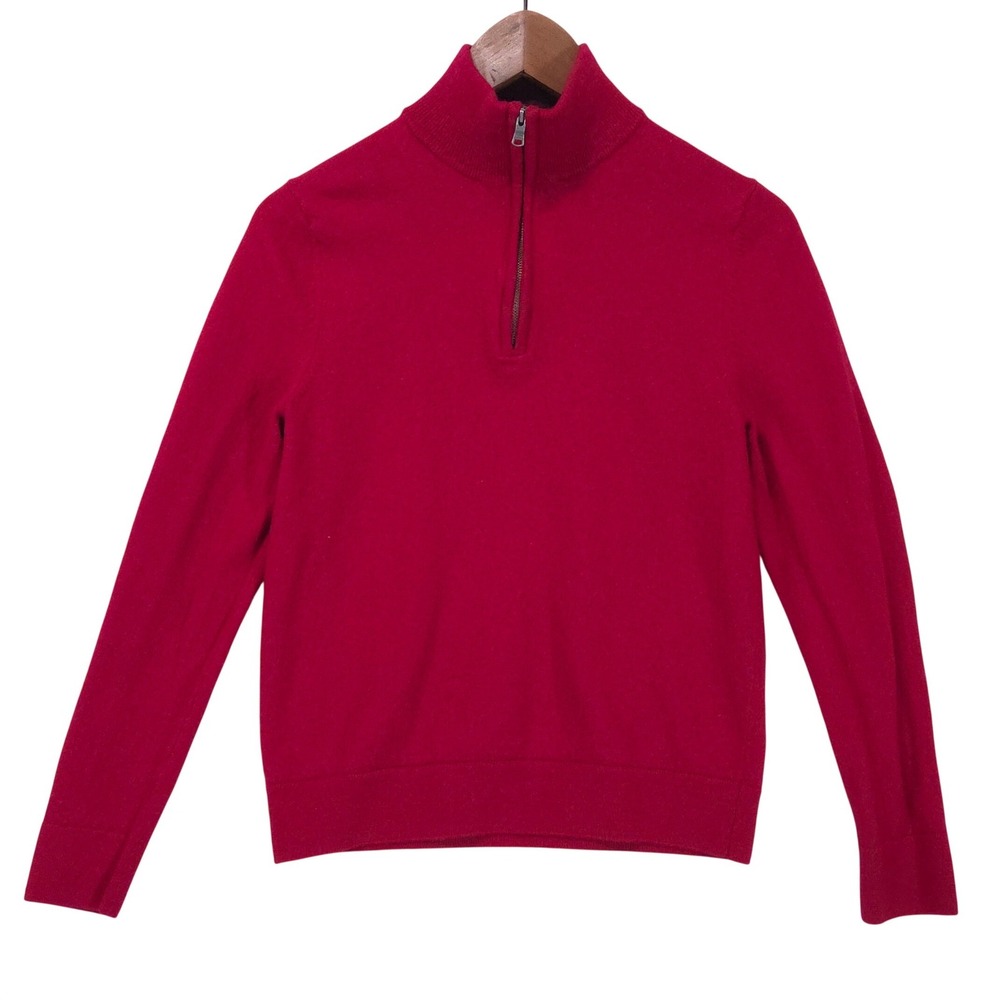 Express Extra Fine Merino Wool 1/4 Zip Sweater Womens M Red Layering Preppy READ